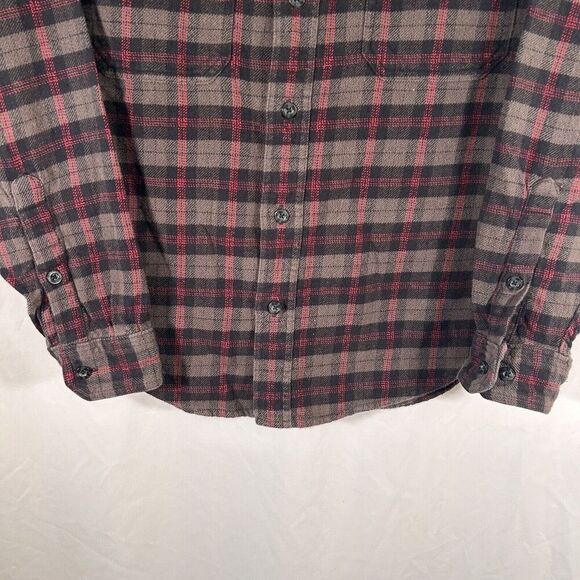 Woolrich Flannel Shirt Men's Medium Red Brown Plaid Button Up Long Sleeve - Picture 3 of 9